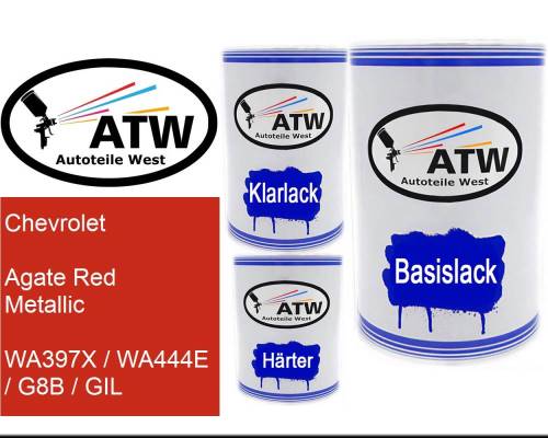 Chevrolet, Agate Red Metallic, WA397X / WA444E / G8B / GIL: 500ml Lackdose + 500ml Klarlack + 250ml Härter - Set, von ATW Autoteile West.